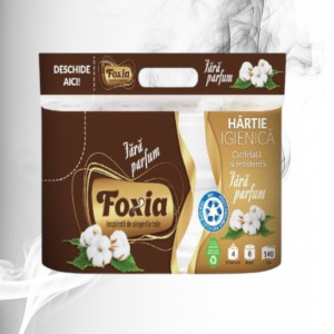 Foxia Redivivus Hirtie Igienica Fara Parfum 4 straturi, 140 foi, 8 role 