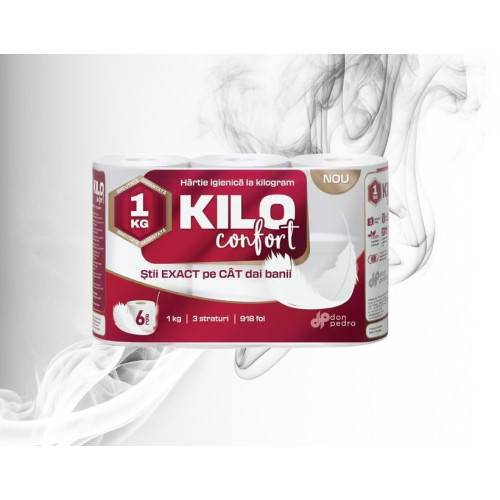 KILO Confort Hirtie Igienica la Kilogram 3 straturi, 153 foi, 6 role 