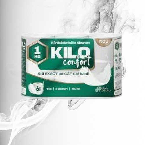 KILO Confort Hirtie Igienica la Kilogram 4 straturi, 130 foi, 6 role 