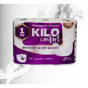 KILO Confort Hirtie Igienica la Kilogram 5 straturi, 104 foi, 6 role 