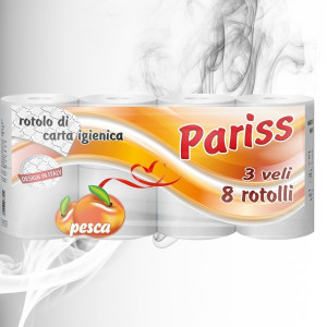 Pariss Hirtie Igienica Aroma Piersic 3 straturi, 110 foi, 8 role