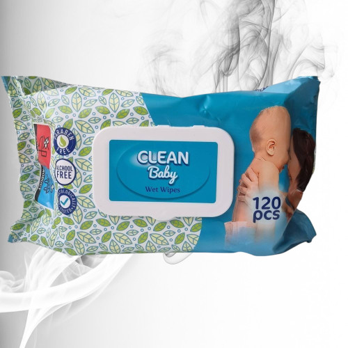 Clean Baby Servetele Umede cu Capac 120buc 