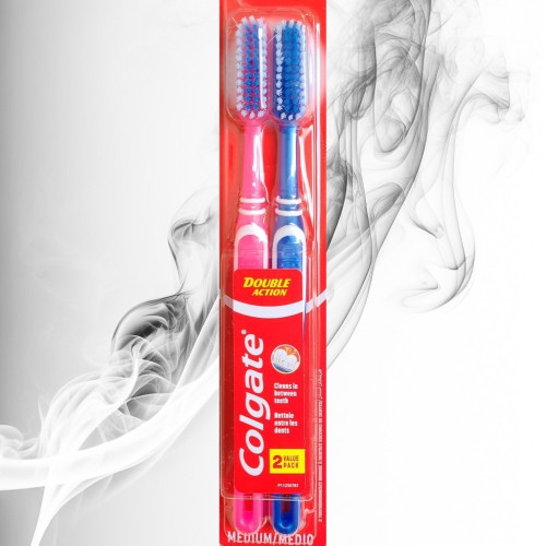 Colgate Periuta de Dinti Double Action Charcoal Medium 2buc 