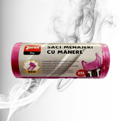 Zorex Pro Saci Menajeri cu Manere Roz 35L/30buc